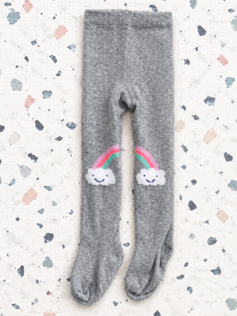 Target Gray Tights with Pink and Green Rainbow Cloud Knees